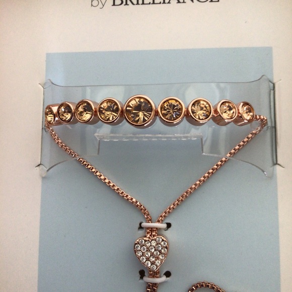 BELIEVE BY BRILLIANCE ROSE GOLD 14k GOLD FLASH PLATED CRYSTAL BRACELET N… - Picture 13 of 16